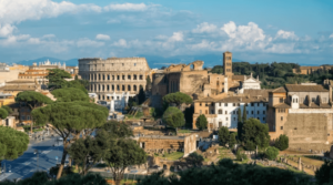 Vista sulla parte archeologica di Roma 