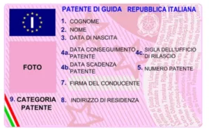 Fac simile di una patente di guida italiana
