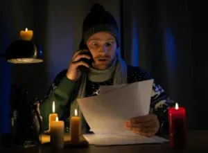 Ragazzo che chiama il fornitore mentre ha luce e gas staccati Ragazzo che chiama il fornitore mentre ha luce e gas staccati