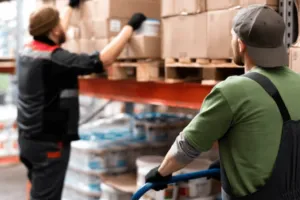 Traslocatori mentre caricano degli scatoloni